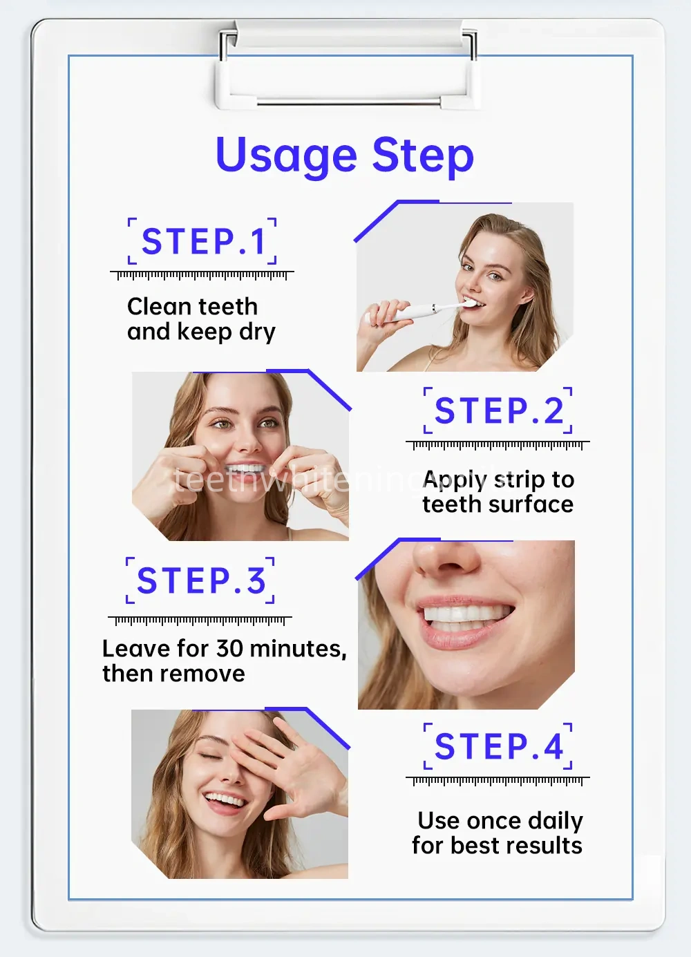 IVISMILE Teeth Strips Usage Steps (4 Simple Steps)
